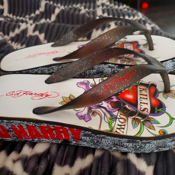 Ed Hardy Shoes - Ed Hardy Wedge Flip Flops